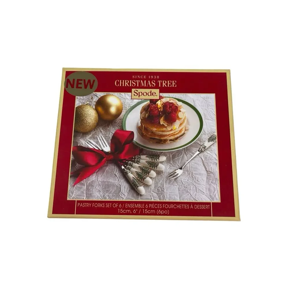 Spode Christmas Tree Pastry Forks & Dessert Spoons Boxed